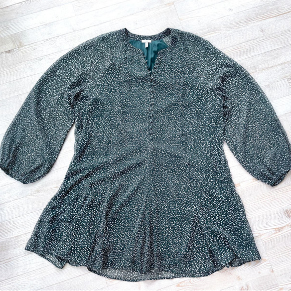Joie Limited Edition Balloon Sleeve Dress |‎ Arctic Green Animal Print Size XL - Picture 1 of 10